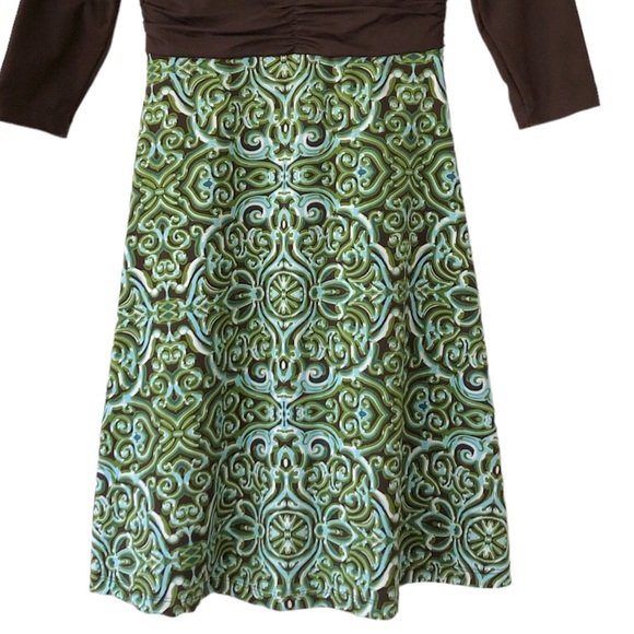 Title Nine | V-Neck Green Brown 3/4 Sleeve Athletic Dress XS Sporty - Picture 7 of 10